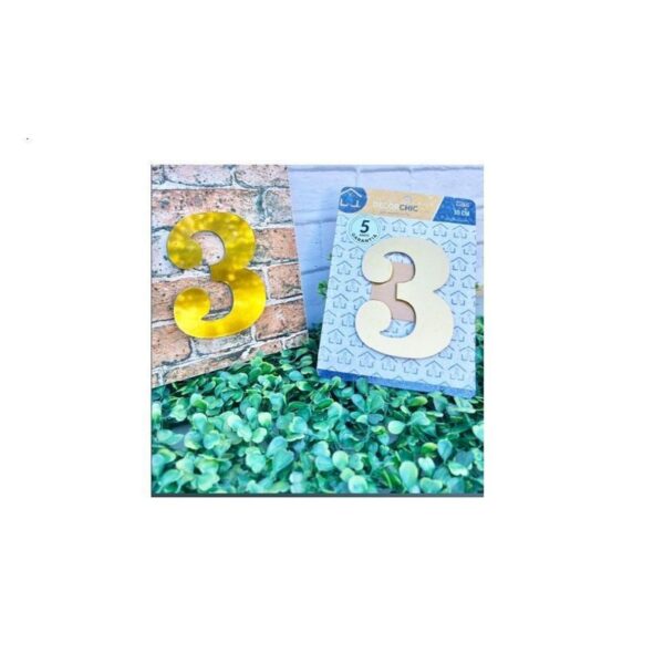 NUMERO RESID FACE 10CM OURO  3 DECOR CHIC