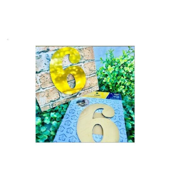 NUMERO RESID FACE 10CM OURO  6 DECOR CHIC