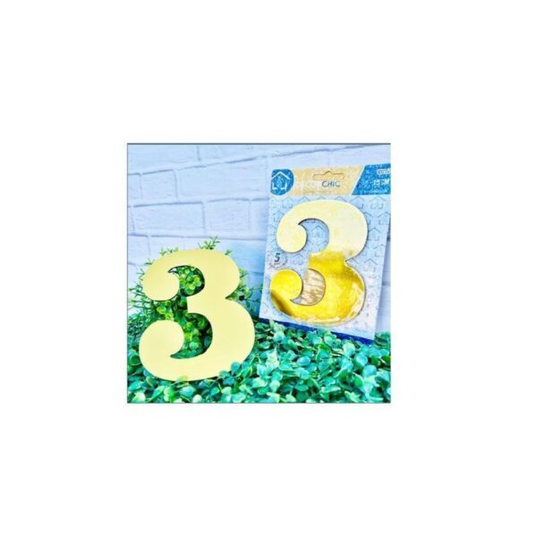 NUMERO RESID FACE 15CM OURO  3 DECOR CHIC
