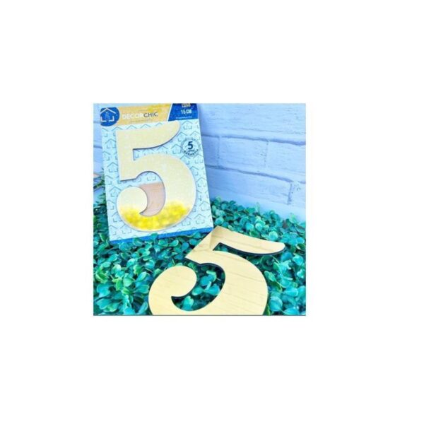 NUMERO RESID FACE 15CM OURO  5 DECOR CHIC