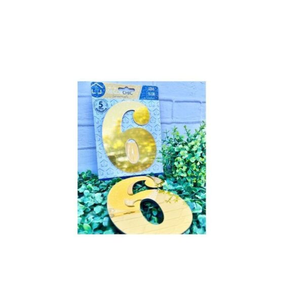 NUMERO RESID FACE 15CM OURO  6 DECOR CHIC
