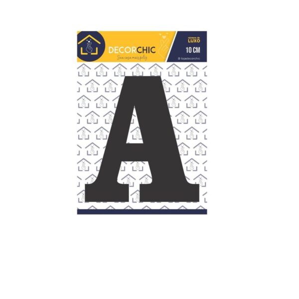 LETRA RESID  A  FACE 10CM PRETO DECOR CHIC