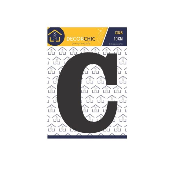 LETRA RESID  C  FACE 10CM PRETO DECOR CHIC