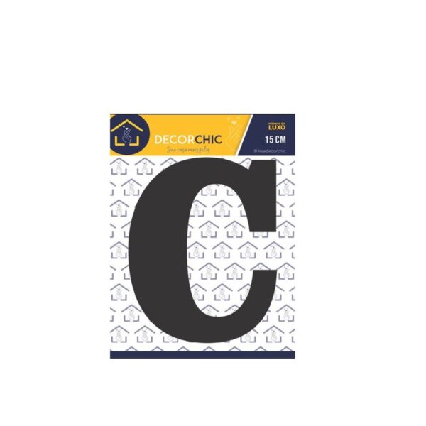 LETRA RESID  C  FACE 15CM PRETO DECOR CHIC