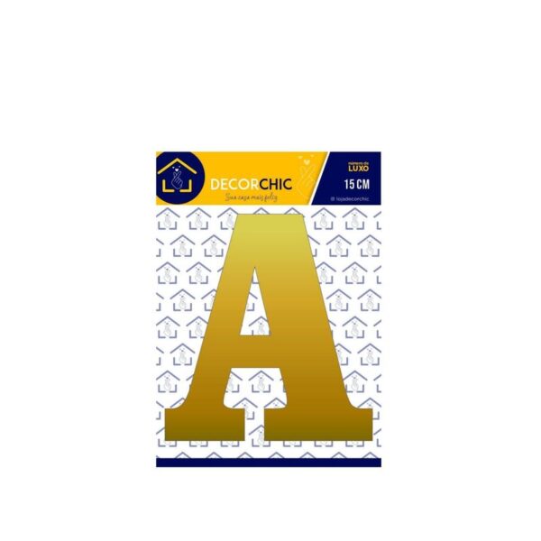 LETRA RESID  A  FACE 15CM OURO  DECOR CHIC
