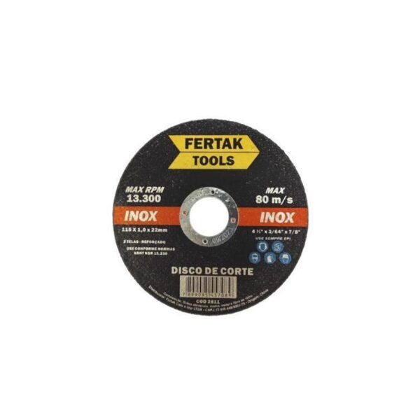 DISCO DE CORTE  METAL 115 X 1.0 FERTAK