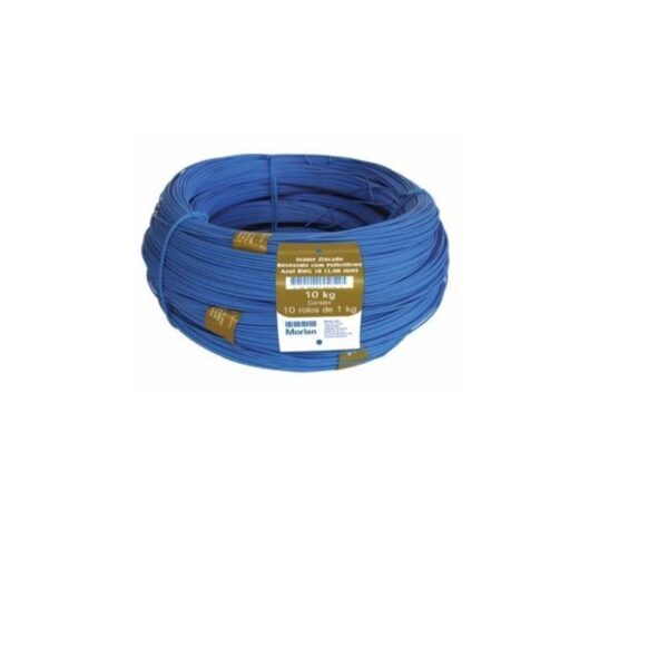 ARAME REVESTIDO PVC 18/2,00MM AZUL 1KG MORLAN