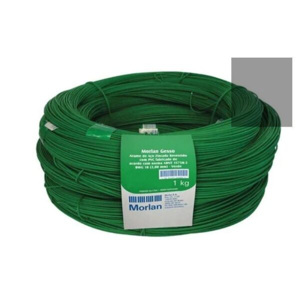 ARAME REVESTIDO PVC 18/2,00MM VERDE 1KG MORLAN