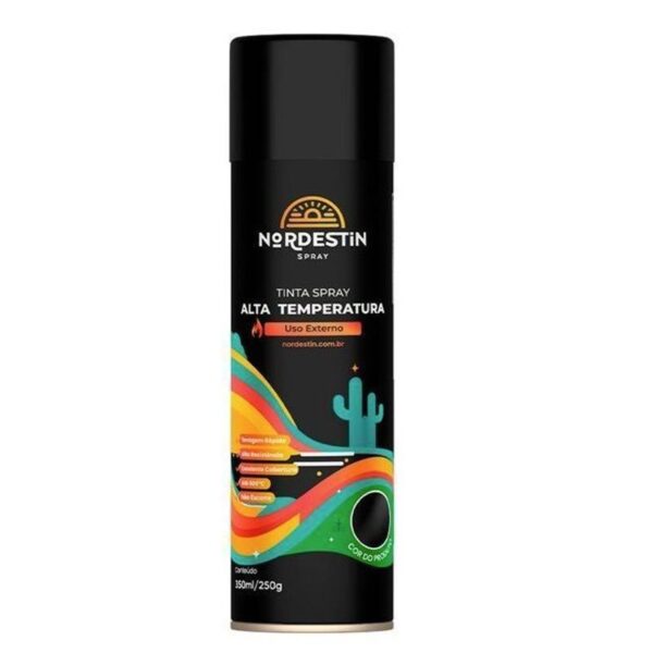 TINTA SPRAY ALTA TEMPERATURA PRETO BRILHANTE 350ML NORDESTIN