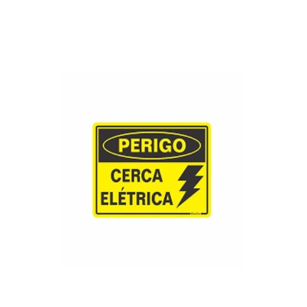 PLACA PS 15X20CM PERIGO CERCA ELETRICA AMARELA COM 2 FUROS SINALIZE