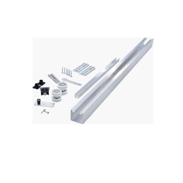 KIT PORTA CORRER/EMBUTIR 2 ROLDANAS 40KG 2,00M NAT NOVO HORIZONTE