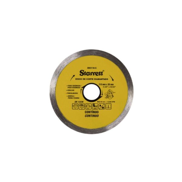 DISCO DE CORTE DIAMANTADO CONTINUO 110X20MM STARRETT