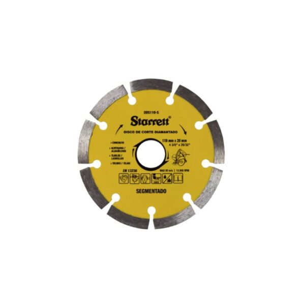 DISCO DE CORTE DIAMANTADO SEGMENTADO 110X20MM STARRETT