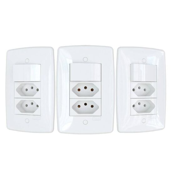 CONJUNTO 2 INTERRUPTOR SIMPLES 1 TOMADA 2P+T 20A FINESSE BCO B.LUX