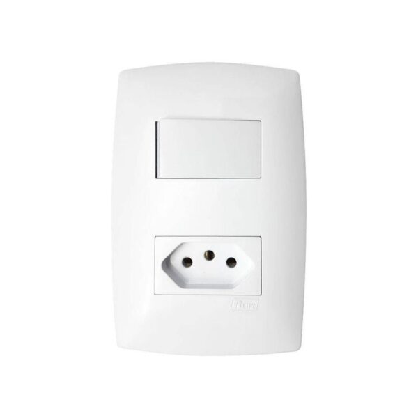 CONJUNTO 1 TOMADA 2P+T 20A 1 INTERRUPTOR SIMPLES HOME BCO B.LUX