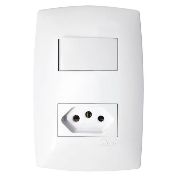 CONJUNTO 1 TOMADA 2P+T 20A  2 INTERRUPTOR SIMPLES HOME BCO B.LUX