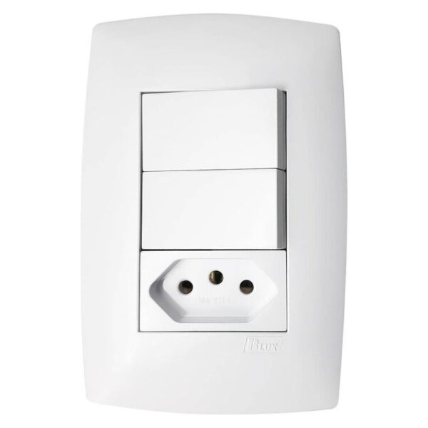 CONJUNTO 1 TOMADA 2P+T 10A 2 INTERRUPTOR PARARELA HOME BCO B.LUX