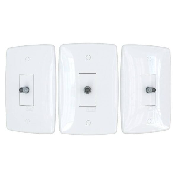CONJUNTO ANTENA TV TOMADA+COAXIAL C/ PLACA FINESSE BCO B.LUX