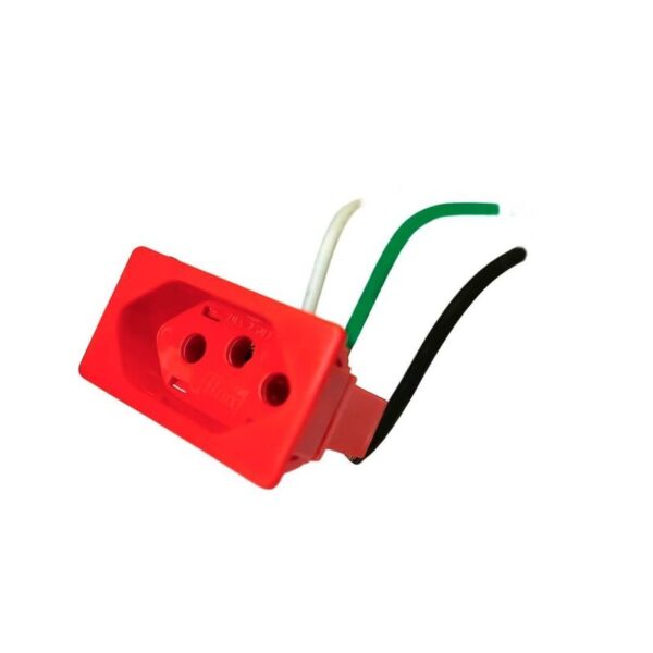 TOMADA PAINEL PLANA C/ RABICHO 2P+T 20A VERMELHA B.LUX