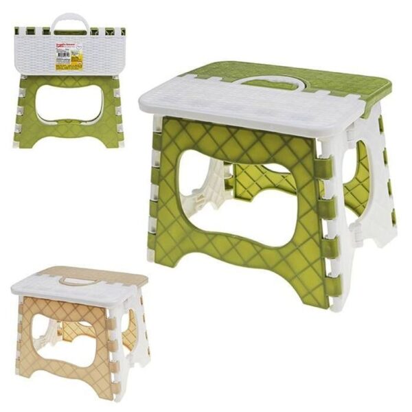 BANQUETA DOBRAVEL PORTATIL 18,5X18,5X23,5CM VERDE/BRANCO ZEIN IMPORT