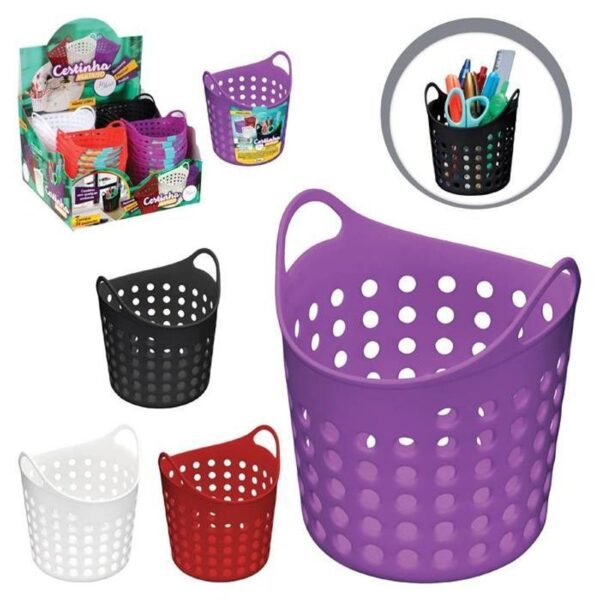 CESTA PLASTICA MULTIUSO 10CM CORES SORTIDAS ZEIN IMPORT