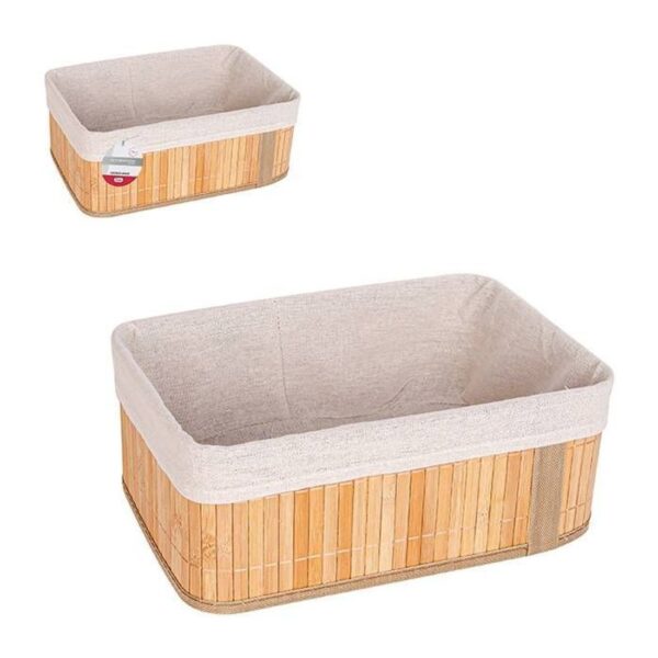 CESTA RETANGULAR BAMBU C/ TECIDO 30X21X12CM ZEIN IMPORT