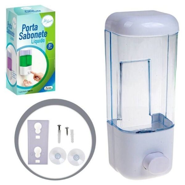 DISPENSER SABONETE LIQ P/ PAREDE 600ML TRANSPARENTE ZEIN IMPORT