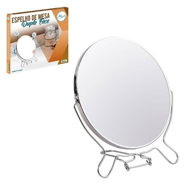 ESPELHO DE MESA DUPLA FACE BASE METALICA 19CM ZEIN IMPORT
