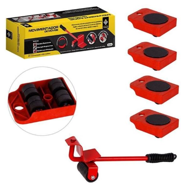MOVIMENTADOR DE MOVEIS JOGO C/5 PCS VERMELHO ZEIN IMPORT
