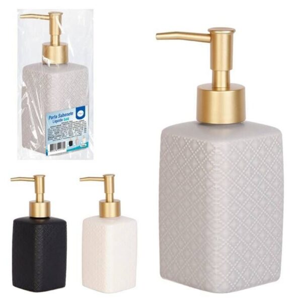 PORTA SABONETE CERAMICA 370ML CORES SORTIDAS GOLD ZEIN IMPORT