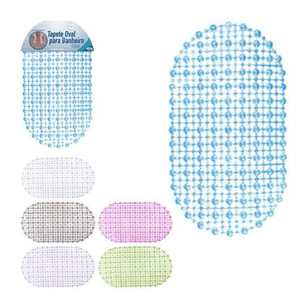 TAPETE P/ BANHEIRO OVAL PONTINHOS 33X61CM CORES SORTIDAS ZEIN IMPORT