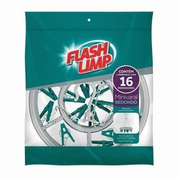 MINI VARAL REDONDO C/16 PRENDEDORES FLASH LIMP