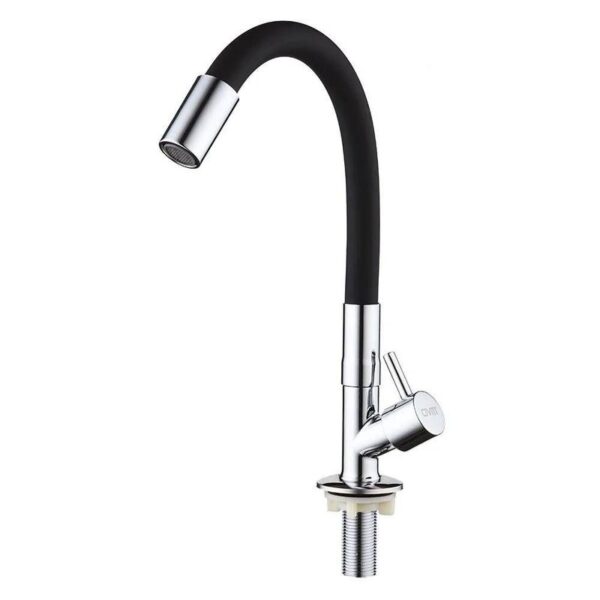 TORNEIRA BANCADA BAIXA METAL CROMADA FLEXIVEL PRETA CIVITT.
