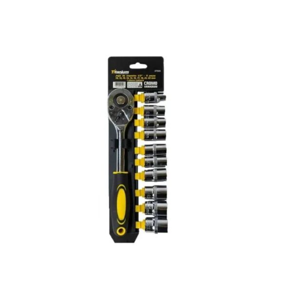 JOGO DE SOQUETES 1/2 C/ CATRACA 11 PCS TITANIUM
