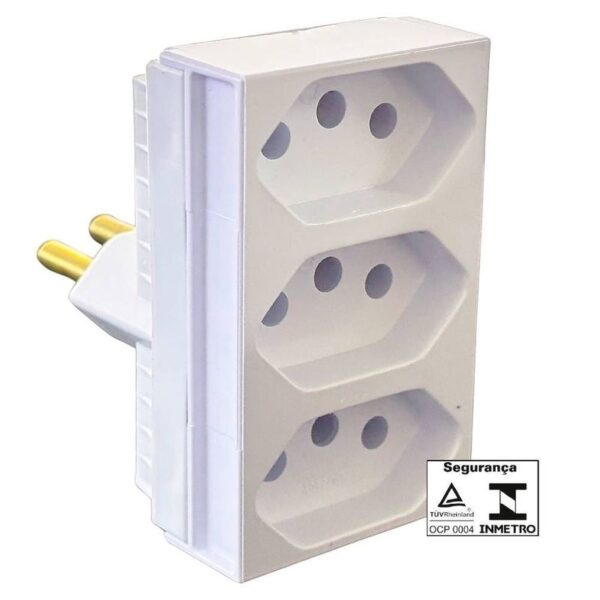 PINO ADAPTADOR 3 SAIDAS MONOBLOCO 20A BRANCO ILUMI