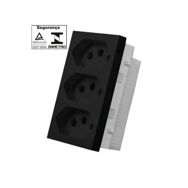 PINO ADAPTADOR 3 SAIDAS MONOBLOCO 20A PRETO ILUMI