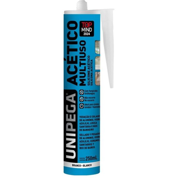 SILICONE ACETICO MULTIUSO BRANCO CARTUCHO 250ML UNIPEGA