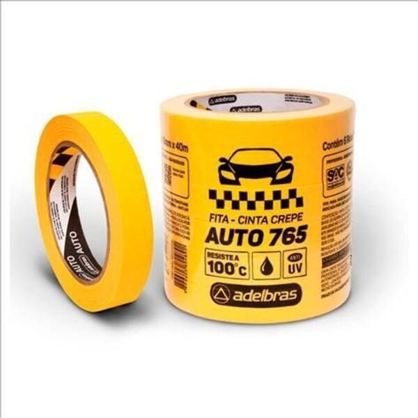 FITA CREPE AUTOMOTIVA AMARELA  765 48MMX40M ADELBRAS