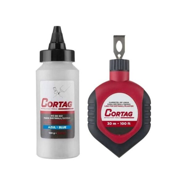 CARRETEL DE LINHA C/ GIZ AZUL P/ DRYWALL/GESSO 30M CORTAG