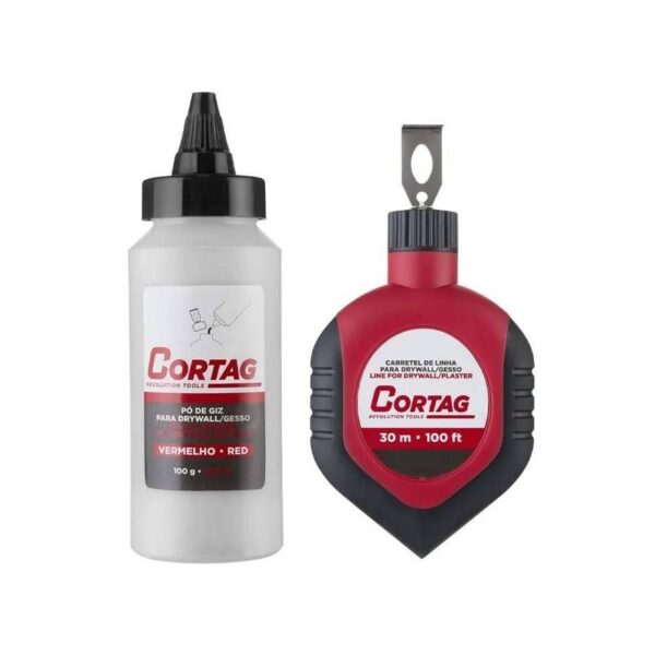 CARRETEL DE LINHA C/ GIZ VERMELHO P/ DRYWALL/GESSO 30M CORTAG