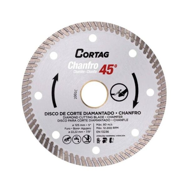 DISCO DE CORTE DIAMANTADO TURBO CHANFRO 115MM CORTAG