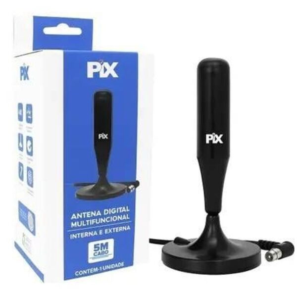 ANTENA MULTI INTERNA HDTV BASE C/ IMA 5M PLUG 90 GRAUS PIX